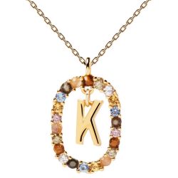 PDPAOLA Krásny pozlátený náhrdelník písmeno 'K' LETTERS CO01-270-U (retiazka, prívesok)