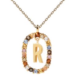 PDPAOLA Krásny pozlátený náhrdelník písmeno 'R' LETTERS CO01-277-U (retiazka, prívesok)