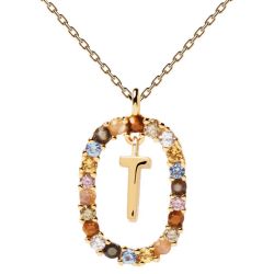 PDPAOLA Krásny pozlátený náhrdelník písmeno 'T' LETTERS CO01-279-U (retiazka, prívesok)