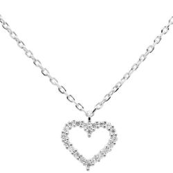 PDPAOLA Nežný strieborný náhrdelník so srdiečkom White Heart Silver CO02-220-U (retiazka, prívesok)