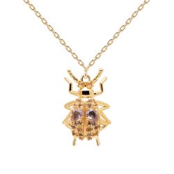 PDPAOLA Originálne pozlátený náhrdelník WISDOM Beetle Amulet CO01-252-U (retiazka, prívesok)
