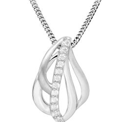 Silver Cat Trblietavý strieborný náhrdelník s kubickými zirkónmi SC481 (retiazka, prívesok)
