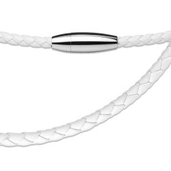 Šperky Eshop - Biela pletená šnúrka zo syntetickej kože, s oblým magnetickým zapínaním AB02.19