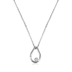 Šperky Eshop - Briliantový náhrdelník z bieleho 14K zlata - kontúra slzy s diamantom S3BT504.36
