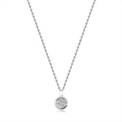 Šperky Eshop - Briliantový náhrdelník z bieleho 14K zlata - okrúhla objímka, číre diamanty, tenká retiazka S3BT509.24