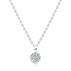 Šperky Eshop - Briliantový náhrdelník z bieleho 14K zlata - tenká retiazka, krúžok zdobený diamantami S3BT509.67