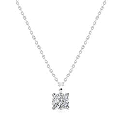 Šperky Eshop - Briliantový náhrdelník z bieleho 9K zlata - štvorcový kotlík, okrúhle číre diamanty, tenká retiazka S3BT509.94