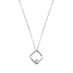 Šperky Eshop - Briliantový náhrdelník z bieleho zlata 375 - lesklý kosoštvorec s diamantom S3BT504.52