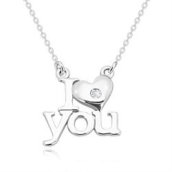 Šperky Eshop - Briliantový náhrdelník zo striebra 925, 'I heart you', retiazka z oválnych očiek S58.24