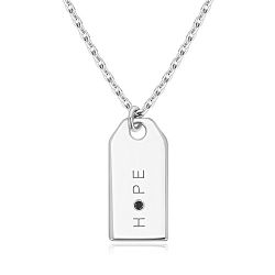 Šperky Eshop - Čierny diamant - náhrdelník zo striebra 925, zrkadlovolesklá známka, nápis 'HOPE' S58.01