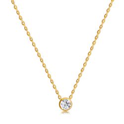 Šperky Eshop - Diamantový náhrdelník zo 14K zlata - malá objímka, okrúhly briliant, tenká retiazka S3BT509.23
