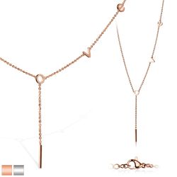 Šperky Eshop - Lesklý náhrdelník z ocele - písmená s plochým povrchom vytvárajúce slovo 'LOVE' A22.15 - Farba: Medená
