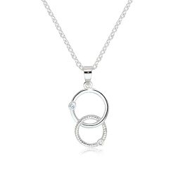 Šperky Eshop - Lesklý náhrdelník zo striebra 925 - dva prepletené obrysy kruhov so zirkónmi čírej farby A04.13