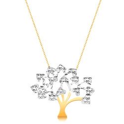 Šperky Eshop - Náhrdelník v kombinovanom 14K zlate - strom života so srdiečkovými lístkami S3GG15.48