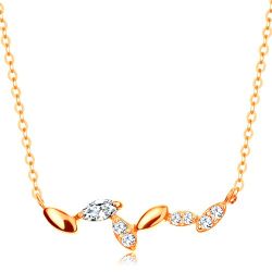Šperky Eshop - Náhrdelník v žltom 14K zlate - jemná retiazka, lesklé a zirkónové zrniečka GG138.09