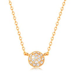 Šperky Eshop - Náhrdelník v žltom 14K zlate - vypuklý kruh zdobený zirkónmi čírej farby S2GG138.20