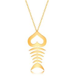 Šperky Eshop - Náhrdelník v žltom 9K zlate - lesklá hladká rybia kosť, tenká ligotavá retiazka S3GG194.07