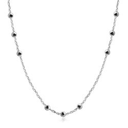Šperky Eshop - Náhrdelník z 925 striebra - guličky, dvojito spájané očká, perový krúžok S35.23
