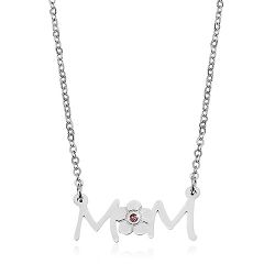 Šperky Eshop - Náhrdelník z chirurgickej ocele - retiazka a prívesok s kvetom - nápis MOM Z24.04