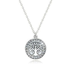 Šperky Eshop - Náhrdelník zo striebra 925 - lesklý strom života vyobrazený v kruhu G19.31