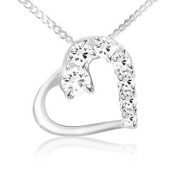 Šperky Eshop - Náhrdelník, retiazka a obrys srdca s hladkou a zirkónovou polovicou, striebro 925 AC24.16