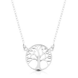 Šperky Eshop - Strieborný 925 náhrdelník, retiazka a prívesok - lesklý strom života v kruhu AC16.21