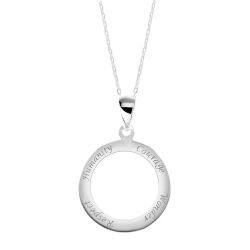 Šperky Eshop - Strieborný 925 náhrdelník, retiazka a prívesok - obruč s vyrytými nápismi SP24.19