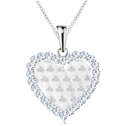 Šperky Eshop - Strieborný 925 náhrdelník, srdiečko s ligotavými oblúčikmi a čírym lemom AC22.04