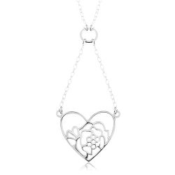 Šperky Eshop - Strieborný náhrdelník 925, retiazka a prívesok - obrys srdca a kvetu R45.12