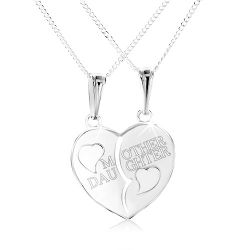 Strieborný náhrdelník 925, rozpolené srdce s nápisom 'MOTHER DAUGHTER' SP08.04