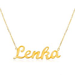 Zlatý nastaviteľný náhrdelník 585 s menom Lenka, jemná ligotavá retiazka S3GG198.10