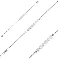 Šperky Eshop - Guličkový náramok v perleťovej farbe, jemná oceľová retiazka - strieborná farba S41.17