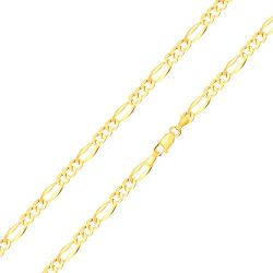 Šperky Eshop - Náramok zo žltého 14K zlata - tri oválne očká, podlhovasté očko, rozšírené hrany, 180 mm S3GG186.35