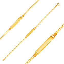 Šperky Eshop - Náramok zo žltého zlata 585 - ploché očká a lesklá platnička, 180 mm GG170.35