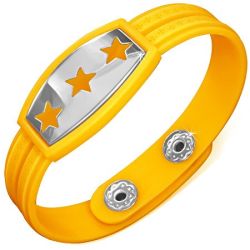 Žltý gumený náramok - hviezdy na známke, grécky kľúč Z9.4