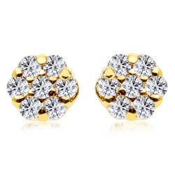 Šperky Eshop - Briliantové náušnice z 375 zlata - kvetinka, okrúhle číre diamanty, puzetky S3BT509.45