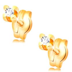 Šperky Eshop - Diamantové náušnice v žltom 14K zlate - okrúhly briliant čírej farby, 1,5 mm BT501.68