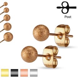 Šperky Eshop - Náušnice z ocele 316L, ligotavé pieskované guličky, 3 mm S08.14 - Farba: Medená