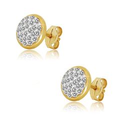 Šperky Eshop - Puzetové zlaté náušnice 585 - kruh so vsadenými Swarovského krištáľmi GG163.11