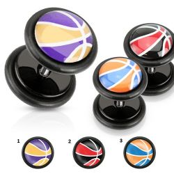Akrylový falošný plug, farebná basketbalová lopta, čierne gumičky W11.17/18 - Motívy: 03.