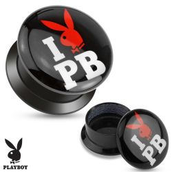 Čierny šrubovací plug z akrylu - I love Playboy S69.09/14 - Hrúbka: 6 mm