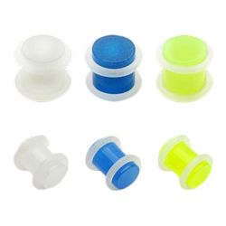 Plug do ucha z akrylu - priehľadný s gumičkami U20.06/08/10 - Hrúbka: 10 mm, Farba piercing: Biela
