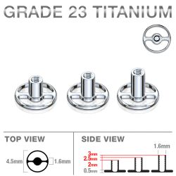 Šperky Eshop - Podkožný titánový implantát microdermal, kruhový tvar, vnútorný závit, 1,6 mm M18.23 - Dĺžka: 3 mm