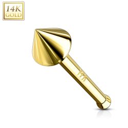 Šperky Eshop - Rovný piercing do nosa zo žltého 14 zlata - lesklý kužeľ na rovnej tyčke S1GG223.25