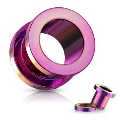 Šperky Eshop - Tunel do ucha z 316L ocele - lesklý povrch ružovej farby, PVD povrchová úprava Q14.02/08 - Hrúbka: 14 mm