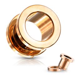 Šperky Eshop - Tunel do ucha z 316L ocele - lesklý povrch vo farbe ružového zlata, PVD povrchová úprava Q16.08/12 - Hrúbka: 22 mm