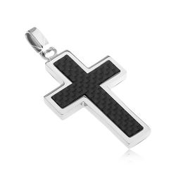Oceľový kríž - ozdoba s karbónovým dizajnom Y22.8