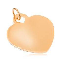 Oceľový prívesok - ploché symetrické srdce zlatej farby, zrkladlový lesk S43.06