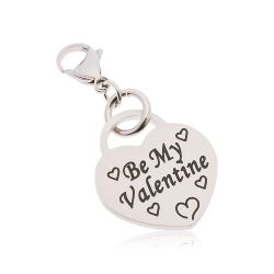 Prívesok na kľúčenku, chirurgická oceľ, srdce s nápisom Be My Valentine AA43.24