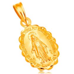 Prívesok zo žltého 18K zlata - oválny medailón Panny Márie, obojstranný S2GG204.60
